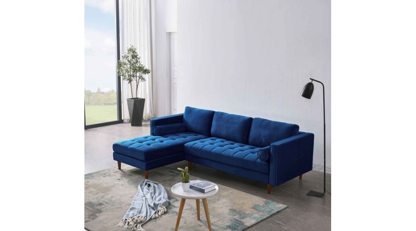 Ghế sofa góc đơn giản màu xanh dương tuyệt đẹp