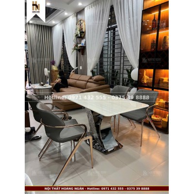 Bộ bàn ăn mặt đá 4 ghế HN08