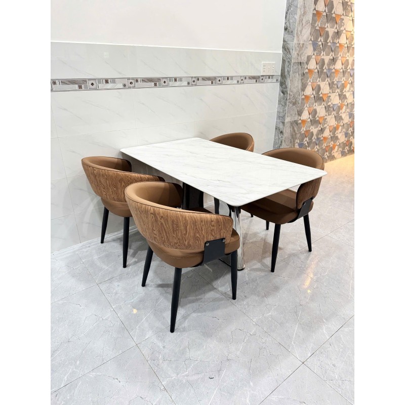Bộ bàn ăn mặt đá 4 ghế HN12