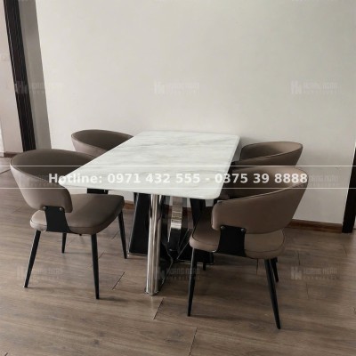 Bộ bàn ăn mặt đá 4 ghế HN13