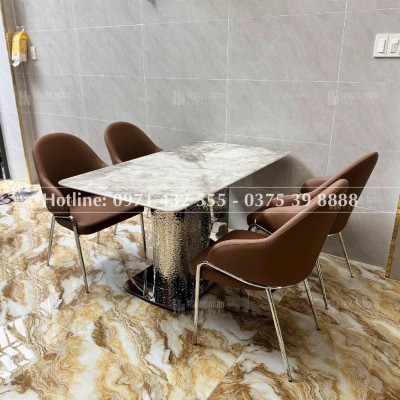 Bộ bàn ăn mặt đá 4 ghế HN14
