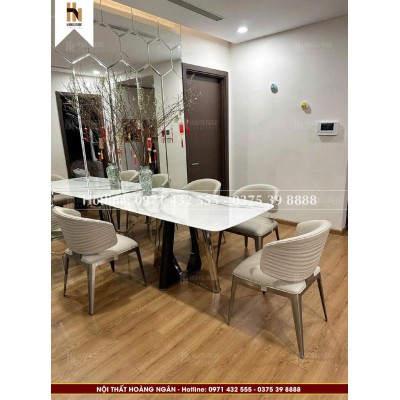 Bộ bàn ăn mặt đá 4 ghế HN17
