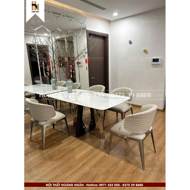 Bộ bàn ăn mặt đá 4 ghế HN17