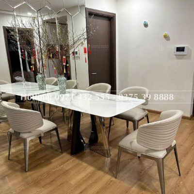 Bộ bàn ăn mặt đá 4 ghế HN17