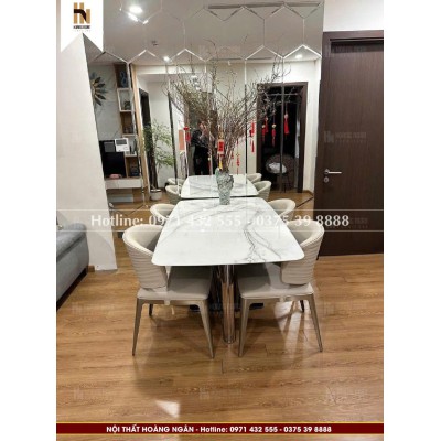 Bộ bàn ăn mặt đá 4 ghế HN18