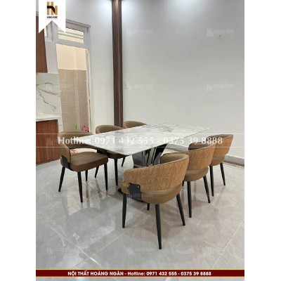 Bộ bàn ăn mặt đá 4 ghế HN19