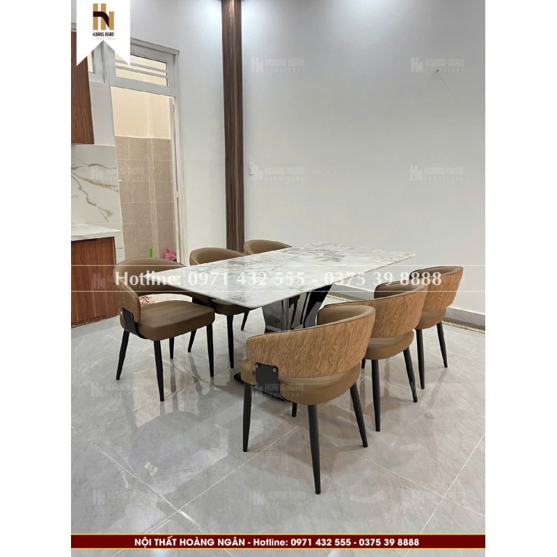 Bộ bàn ăn mặt đá 4 ghế HN19