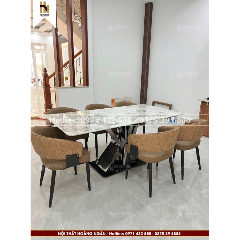 Bộ bàn ăn mặt đá 4 ghế HN19