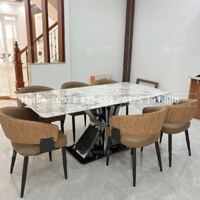 Bộ bàn ăn mặt đá 4 ghế HN19