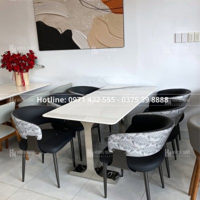 Bàn ăn mặt đá 6 ghế HN01