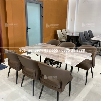 Bàn ăn mặt đá xuyên sáng nhập khẩu HN-02