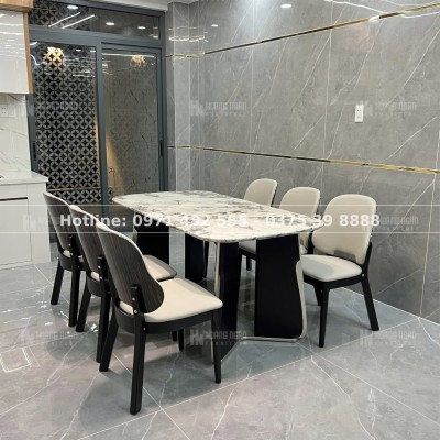Bàn ăn thông minh 1m6 kéo dài 2m4 và 6 ghế HN05