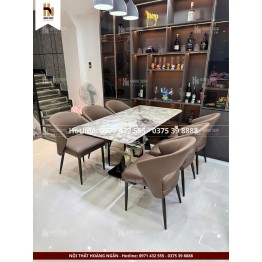 Bộ bàn ăn mặt đá ghế tay vịn 6 ghế HN-07