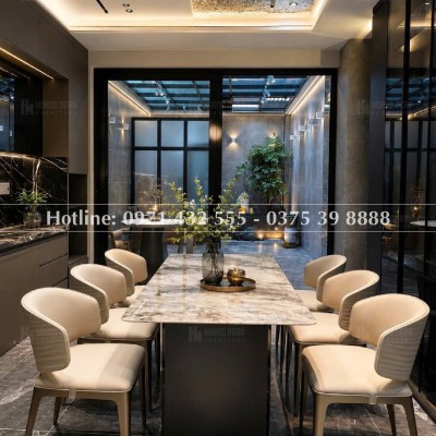 Bộ bàn ăn mặt đá 6 ghế HN04
