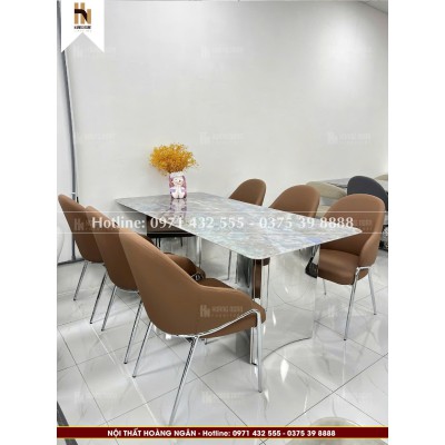 Bộ bàn ăn mặt đá 6 ghế HN06
