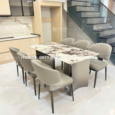 Bộ bàn ăn tròn 6 ghế HN03