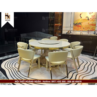 Bộ bàn ăn tròn 8 ghế HN01