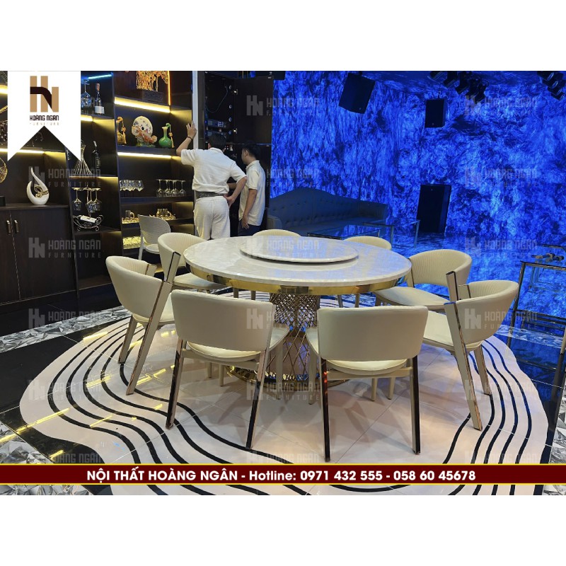 Bộ bàn ăn tròn 8 ghế HN01