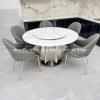 Bộ bàn ăn tròn mặt đá 6 ghế HN11