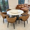 Bộ bàn ăn tròn mặt đá 6 ghế HN13