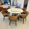 Bộ bàn ăn tròn mặt đá 6 ghế HN13