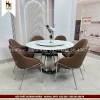 Bộ bàn ăn tròn mặt đá 6 ghế HN14