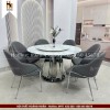 Bộ bàn ăn tròn mặt đá 6 ghế HN14