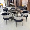 Bộ bàn ăn tròn mặt đá đen 6 ghế HN10