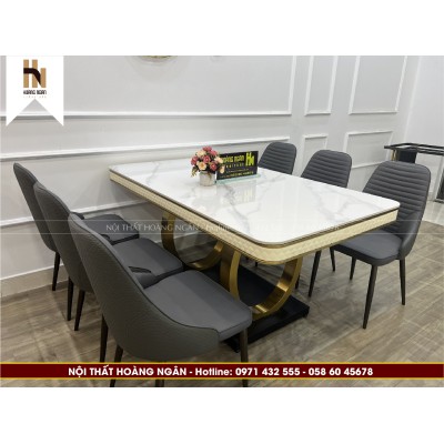 Bộ bàn ăn mặt đá 6 ghế HN03