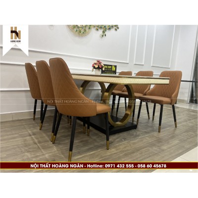 Bộ bàn ăn mặt đá 6 ghế HN04