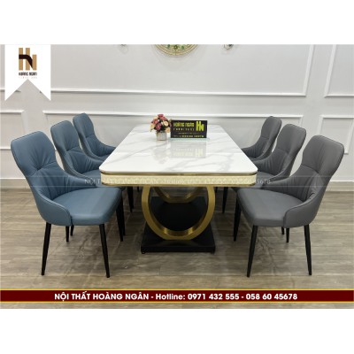 Bộ bàn ăn mặt đá 6 ghế HN05