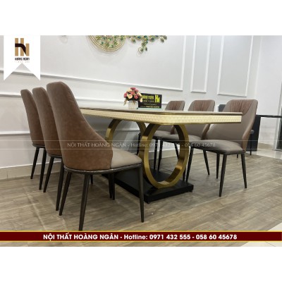 Bộ bàn ăn mặt đá 6 ghế HN06
