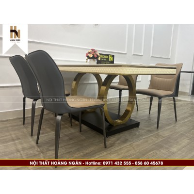 Bộ bàn ăn mặt đá 6 ghế HN09
