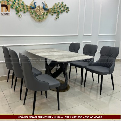 Bàn ăn mặt đá 6 ghế HN02