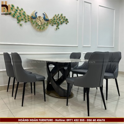 Bàn ăn mặt đá 6 ghế HN02