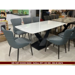 Bộ bàn ăn 6 ghế mặt đá ceramic HN01