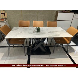 Bộ bàn ăn 6 ghế mặt đá ceramic HN02