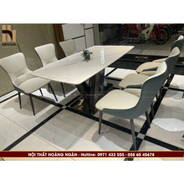 Bộ bàn ăn 6 ghế mặt đá ceramic HN03