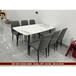 Bộ bàn ăn 6 ghế mặt đá ceramic HN04