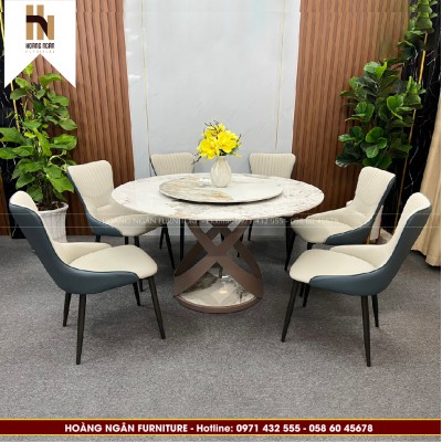 Bộ bàn ăn tròn 6 ghế HN08
