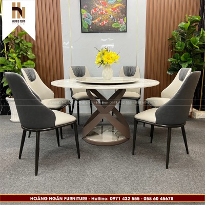 Bộ bàn ăn tròn 6 ghế HN06