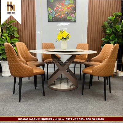 Bộ bàn ăn tròn 6 ghế HN07