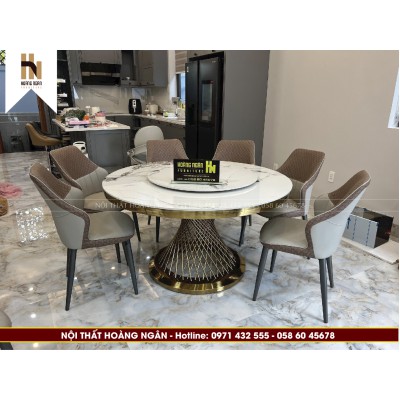 Bàn ăn tròn xoay tân cổ điển HN04