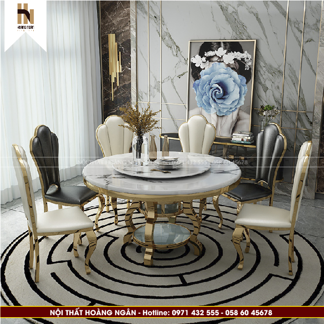 Bàn ghế ăn Luxury trưng bày tại Hoàng Ngân Furniture