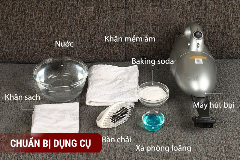 Chuẩn bị dụng cụ vệ sinh ghế ăn