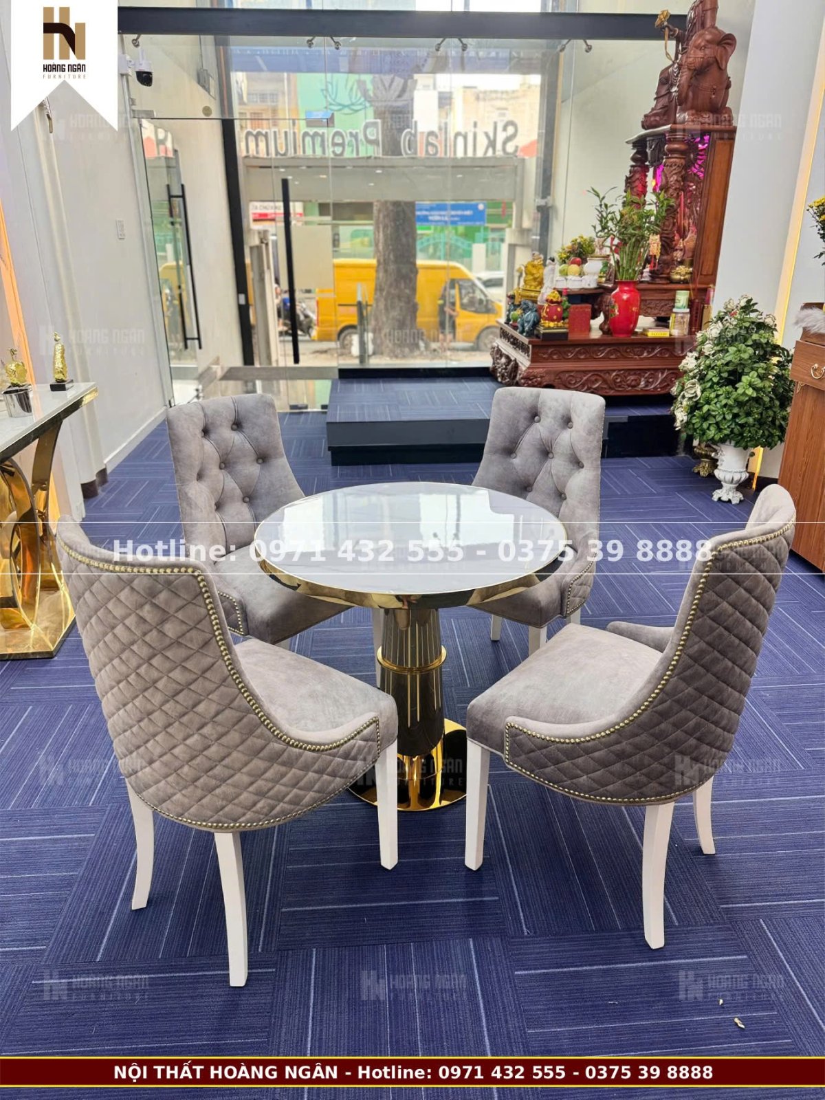Bộ bàn ăn tròn 4 ghế HN12