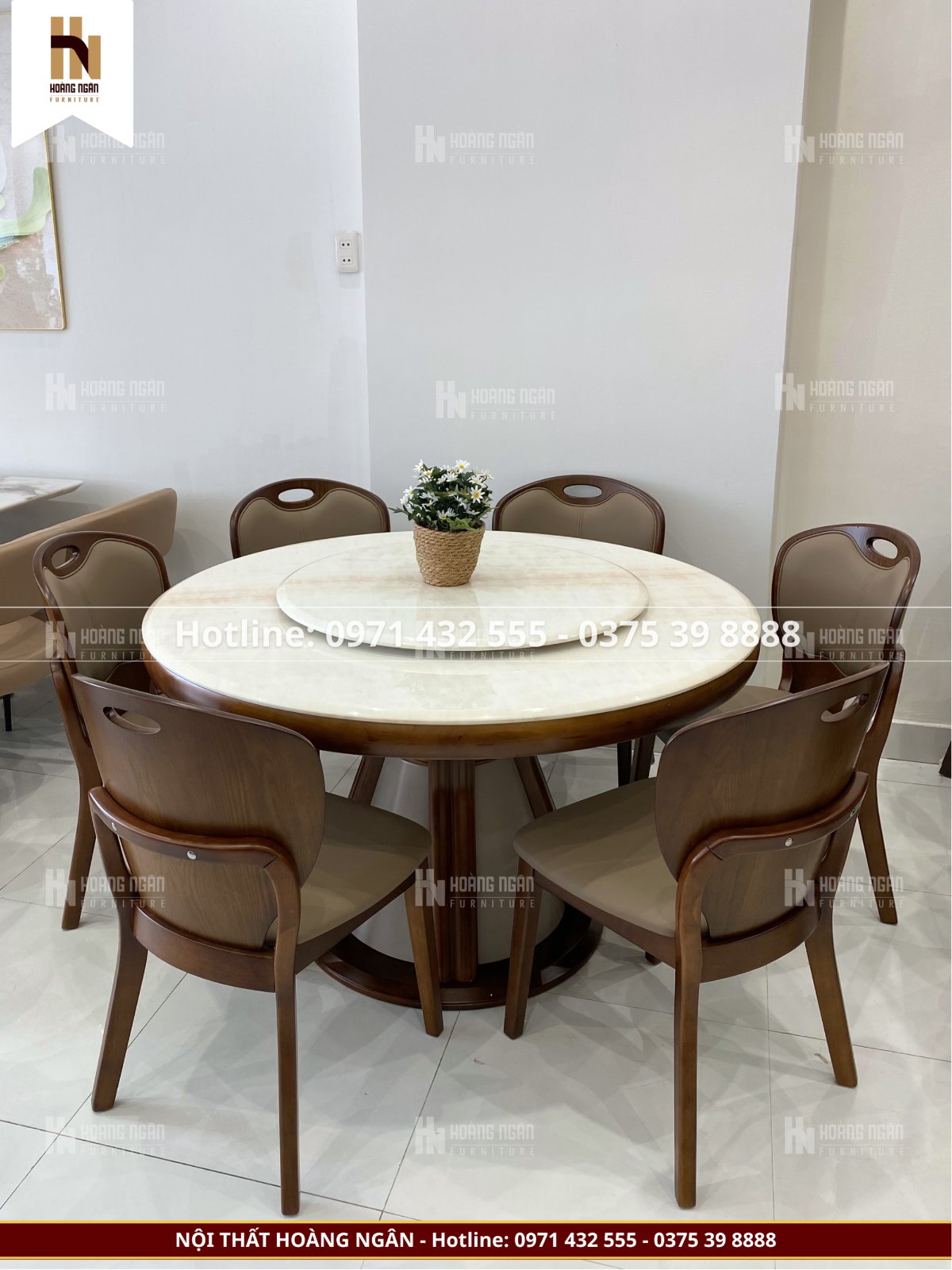 Bộ bàn ăn tròn 6 ghế HN09